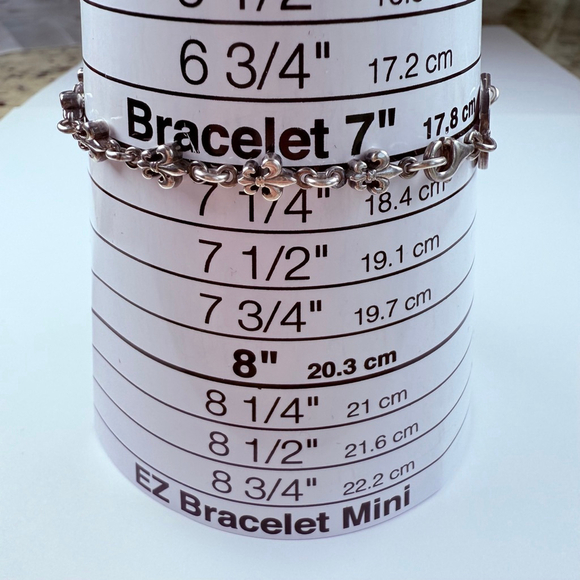 King Baby Studio MB Fleur De Lis Chain Queen Baby Sterling Silver 925 Bracelet - Picture 5 of 8